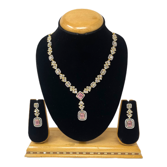 AD/CZ American Diamond Necklace & Earrings Set ADS8