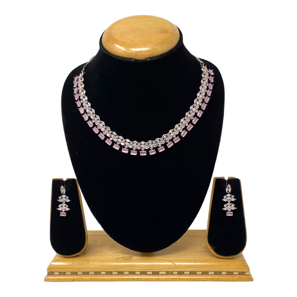 Victorian Black AD/CZ American Diamond Necklace & Earring Set ADS30