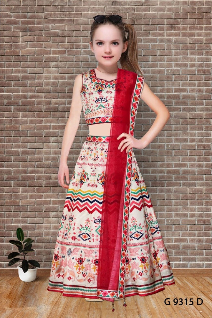 Kids Girls Indian Ethnic Party Wear Dress Digital Print Choli Blouse, Lehenga and Dupatta N7 - Zenia Creations