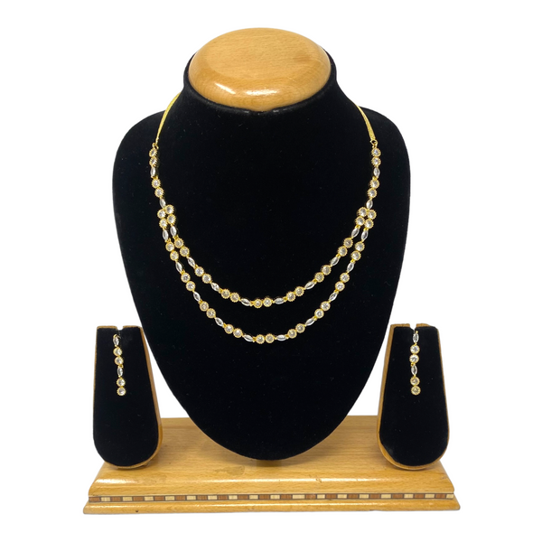 AD/CZ American Diamond Layered Necklace & Earring Set ADS11