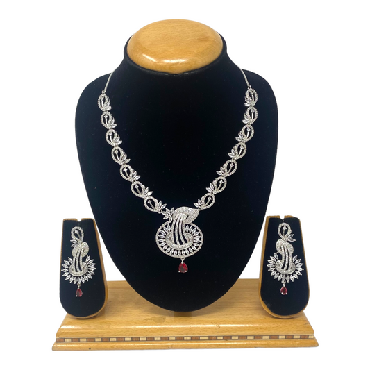 AD/CZ American Diamond Necklace & Earring Set ADS23