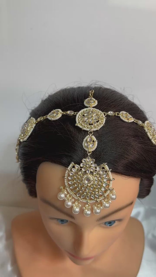 Gold Kundan Sheeshphool Sheesh Phool Matha Patti Mang TikkaIndian Jewelry #SP19