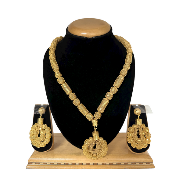 24k 1 Gram Gold Plated Necklace and Earrings Set Indian Jewelry #5897