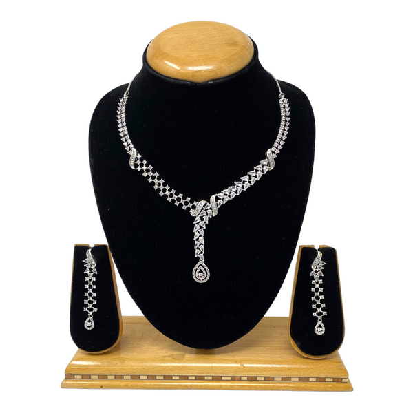 AD/CZ American Diamond Necklace & Earring Set ADS25
