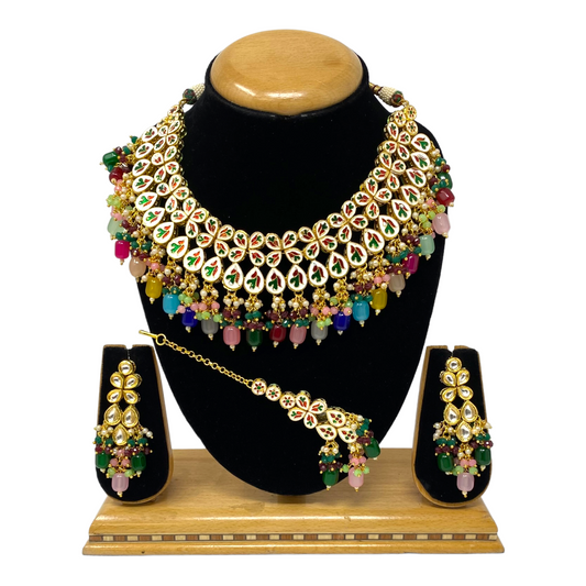 Big Kundan Necklace Earrind And Mang Tikka Set With Back Meenakari #KS18