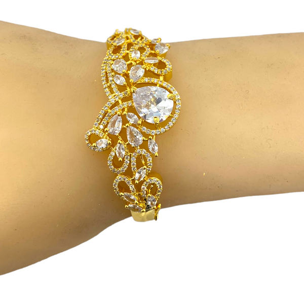 AD Gold Plated Openable Bracelets with American Diamond CZ Stones #ADBR25
