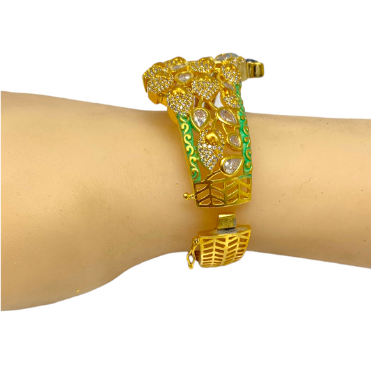 AD Gold Plated Openable Peacock Bracelets with Meenakari & CZ Stones #ADBR19