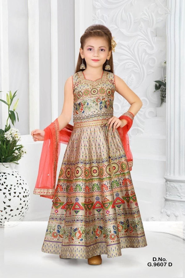 Kids Girls Indian Ethnic Party Wear Dress Digital Print Choli Blouse, Lehenga and Dupatta N5 - Zenia Creations