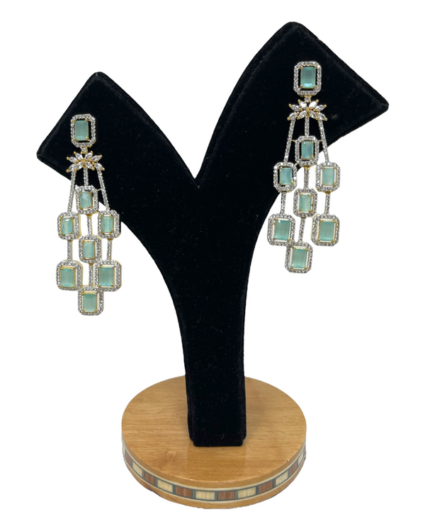 AD Statement Earrings With American Diamond CZ Stones #ER15