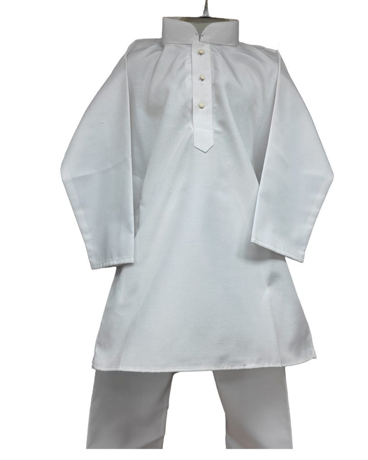 Boys kids partywear White cotton kurta and pants pyjama pajama set model 25 - Zenia Creations