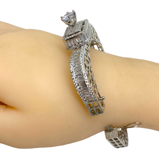 AD Openable Bracelets with American Diamond CZ & Baguette Stones #ADBR16