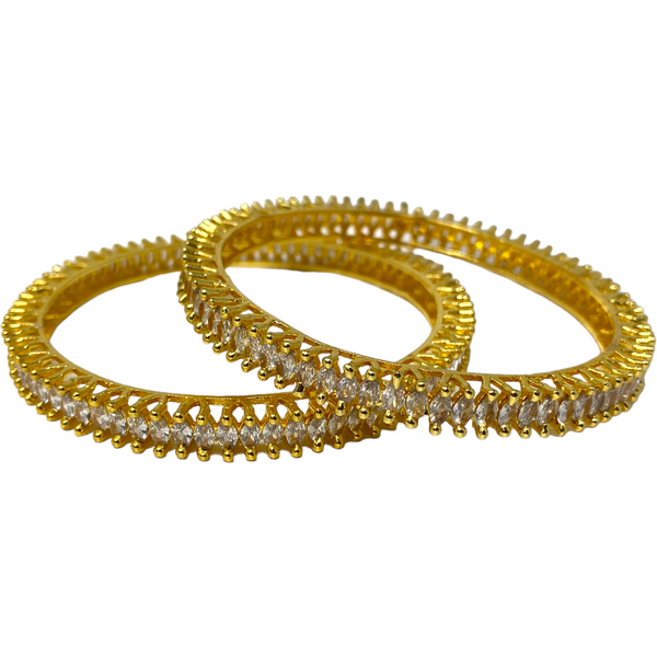 2pc Gold Plated with American Diamond CZ  Stones Bangles  GD8