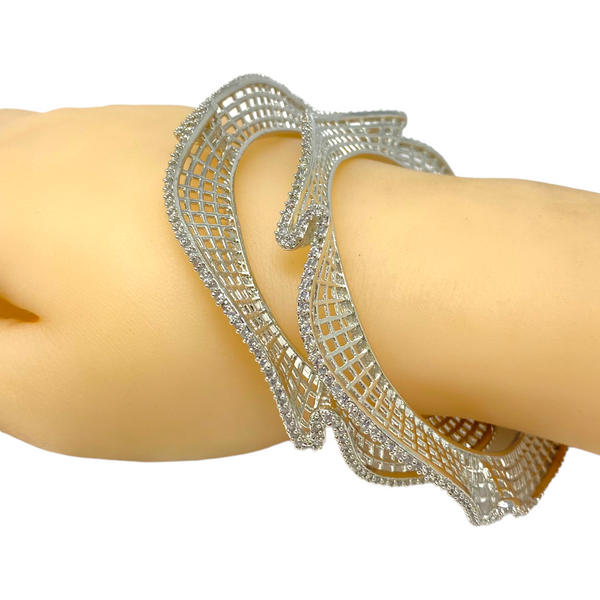 AD 2pc Bangles with American Diamond Cluster Stones #ADBS12