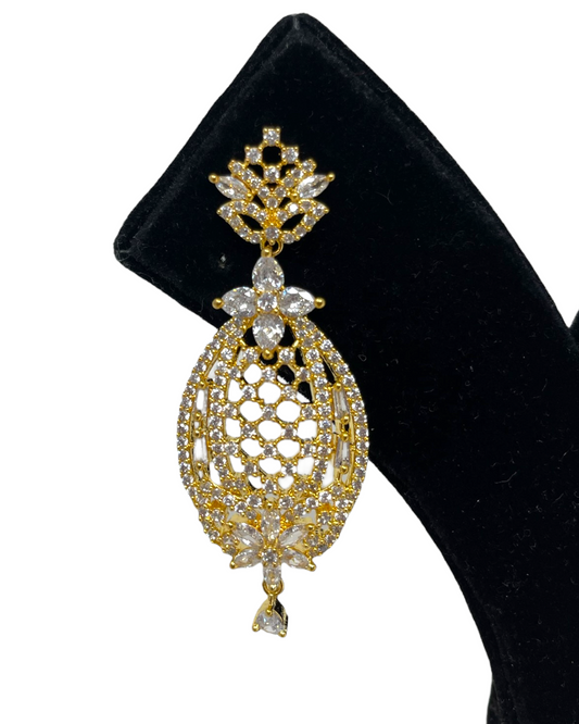 AD Gold Plated Earrings With American Diamond CZ Stones #ER19