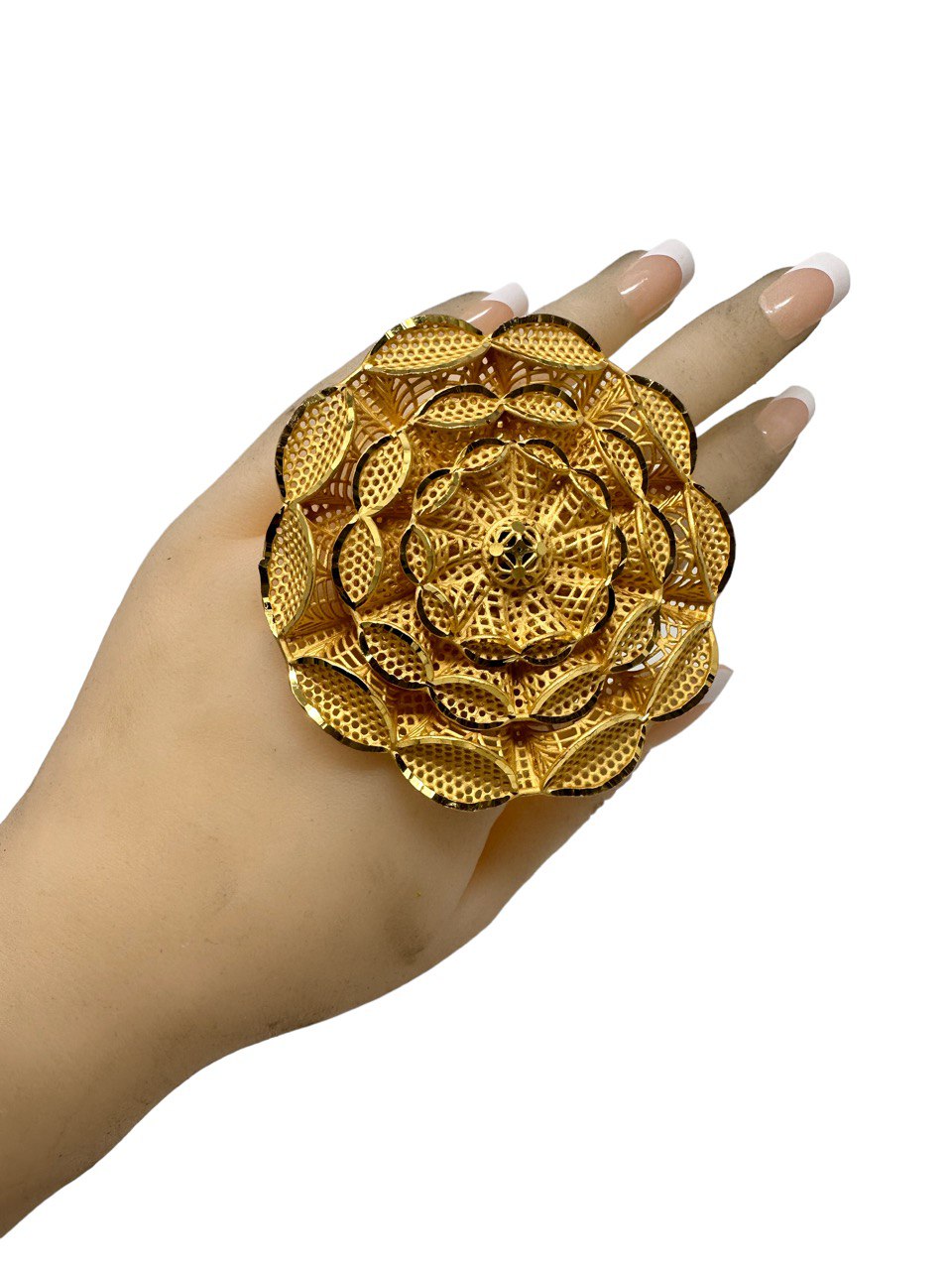 916 Saudi Gold Nasasangla Ethnic style retro big flower ring women's  wedding thorn flower large flower adjustable ring | Lazada