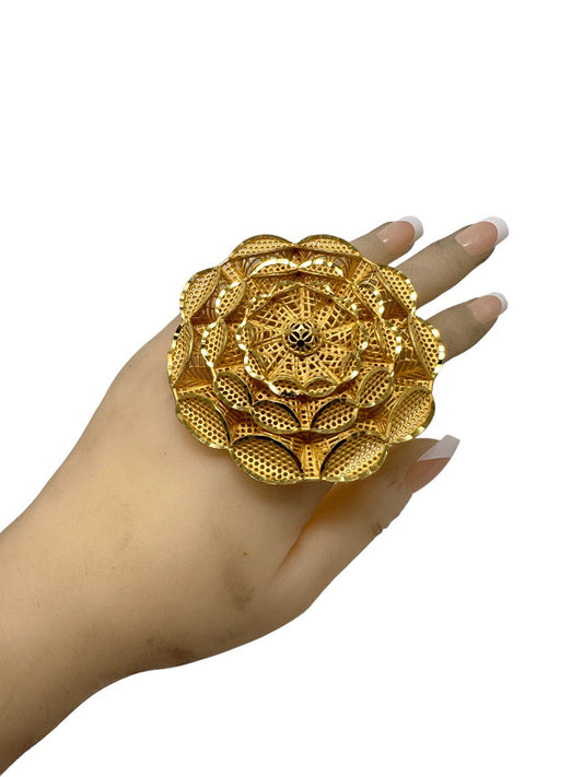 24k 1 Gram Gold Plated Large Adjustable Size fits all Finger Ring # 7827-2