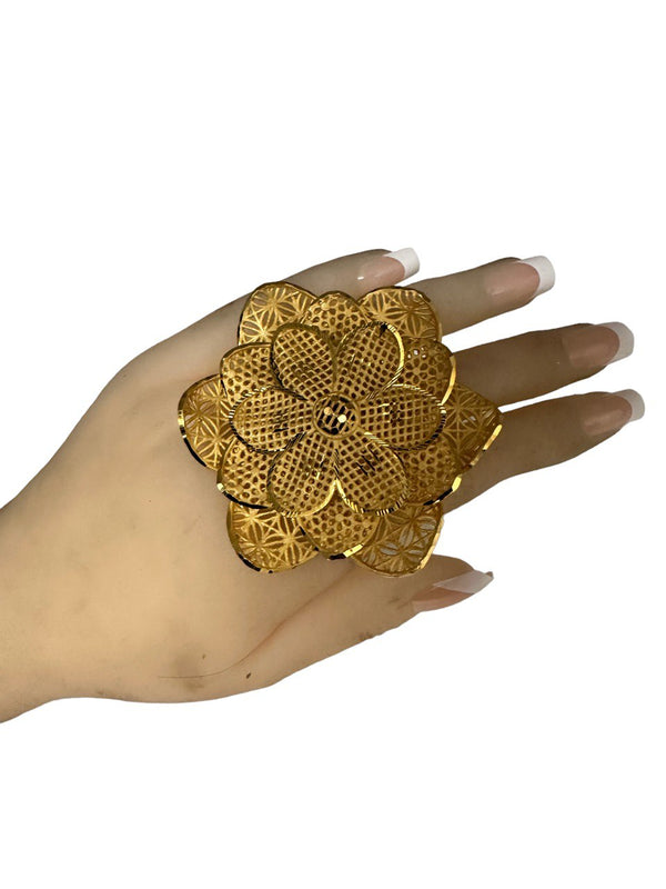 24k 1 Gram Gold Plated Large Adjustable Size fits all Finger Ring # 7828-1
