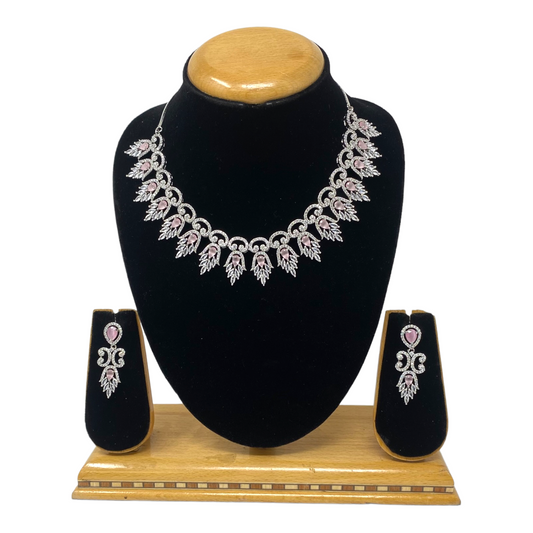 AD/CZ American Diamond Necklace & Earring Set ADS16