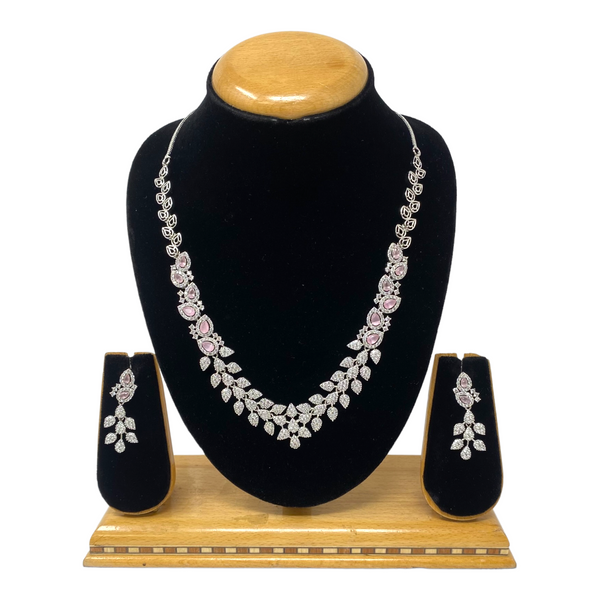 AD/CZ American Diamond Necklace & Earring Set ADS13
