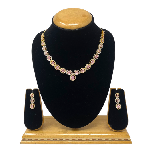 AD/CZ American Diamond Necklace & Earring Set ADS14