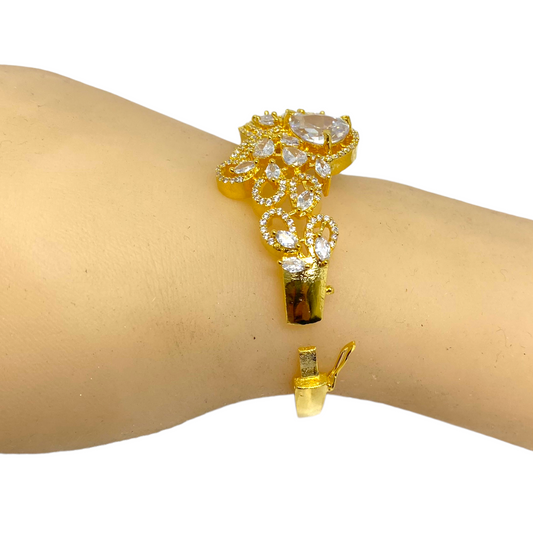 AD Gold Plated Openable Bracelets with American Diamond CZ Stones #ADBR25