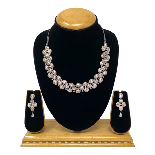 AD/CZ American Diamond Necklace & Earring Set ADS4