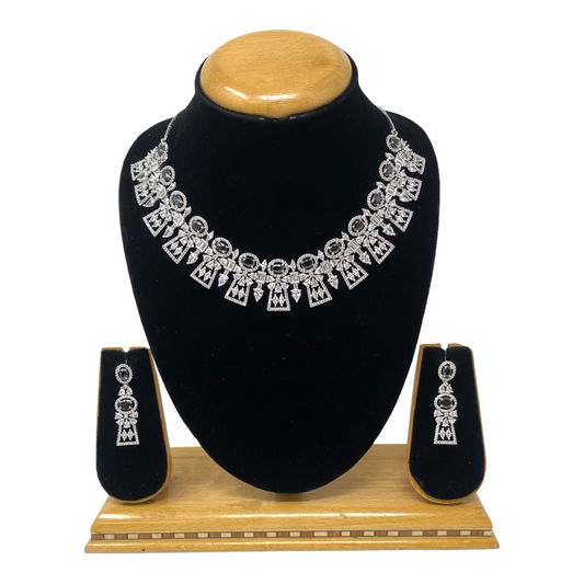 AD/CZ American Diamond Necklace & Earring Set ADS19