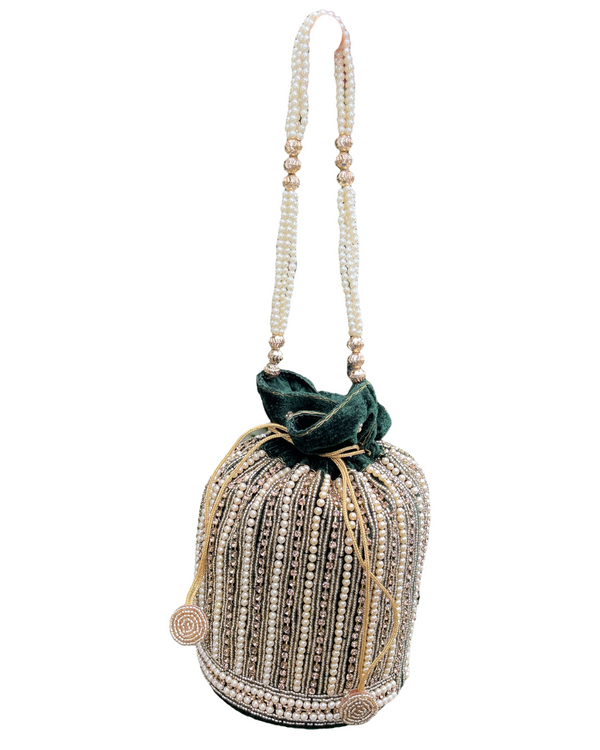 Hand Potli Bag Purse With Stones and Beads Handwork #HB29
