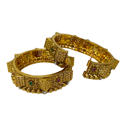 2pc 24-Karat-Gold Plated Openable Kada Bracelet #GPK5