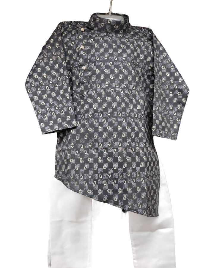 Boys kids partywear Black cotton kurta and pants pyjama pajama set model 23 - Zenia Creations