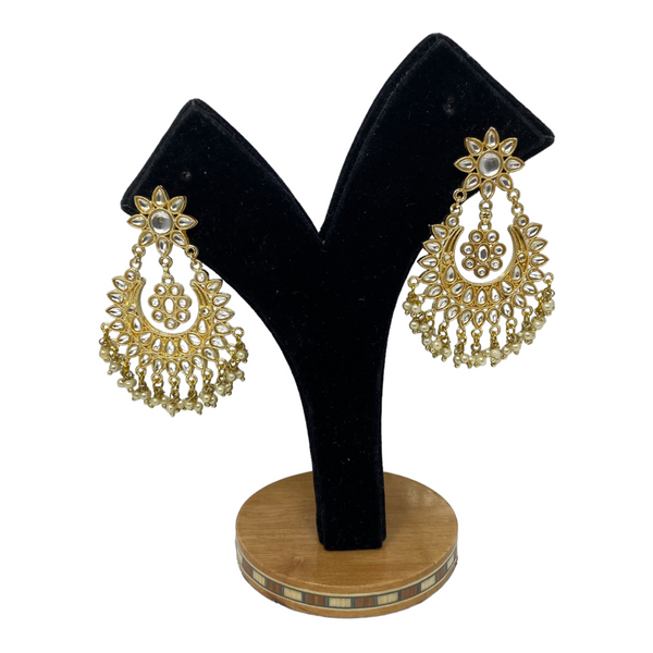 Kundan Earrings With Small Pearl Beads Drops #KER4