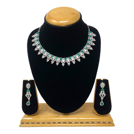 AD/CZ American Diamond Necklace & Earring Set ADS21