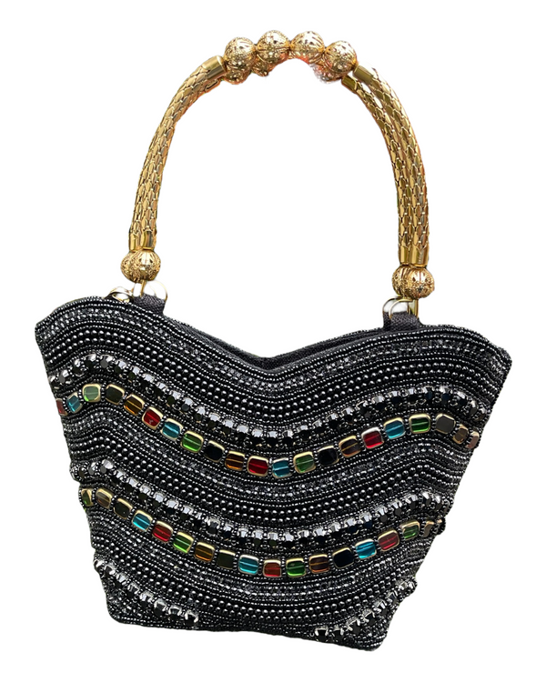 Hand Bag Purse With Stones And Beads Handwork #HB30