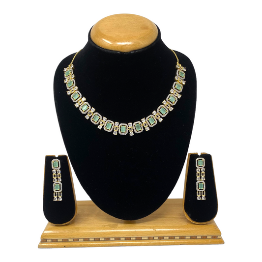 AD/CZ American Diamond Necklace & Earring Set ADS12