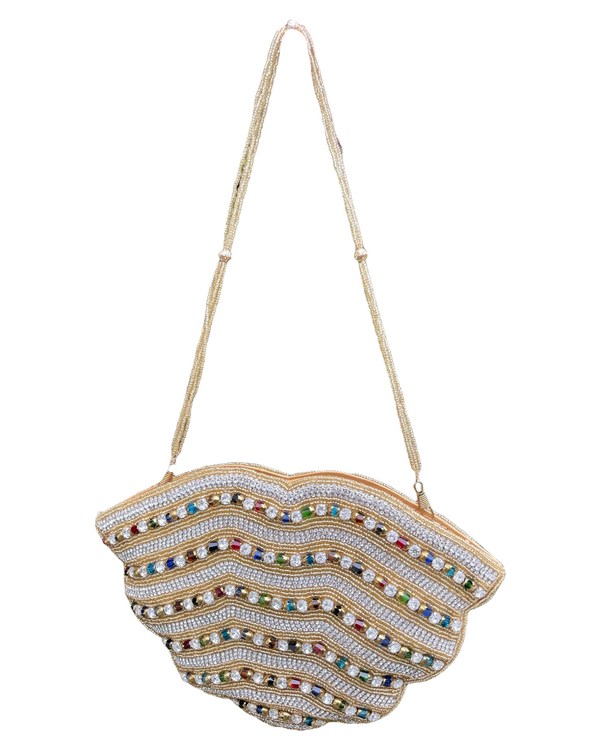 Hand Bag Purse With Stones And Beads Handwork #HB27