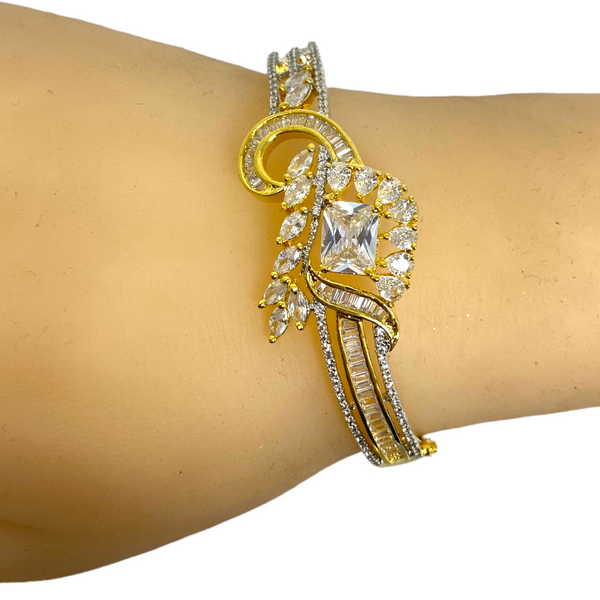 AD Gold Plated Openable Bracelets with American Diamond CZ Stones #ADBR26
