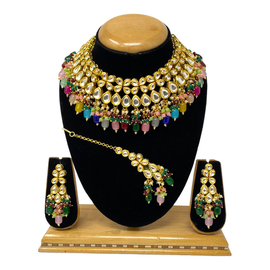 Big Kundan Necklace Earrind And Mang Tikka Set With Back Meenakari #KS18