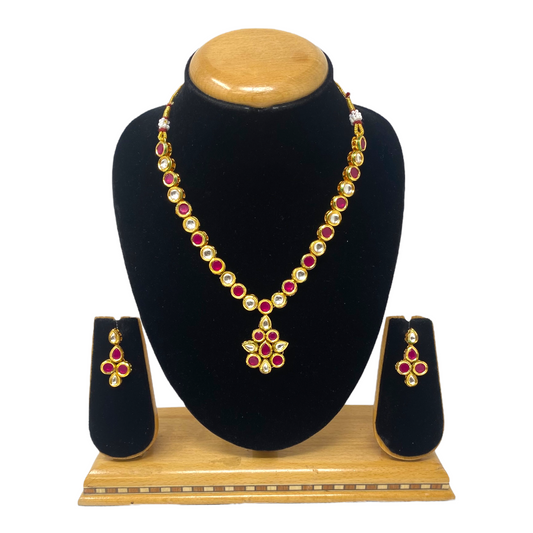 Colored Kundan Necklace Set With Back Meenakari #KS16