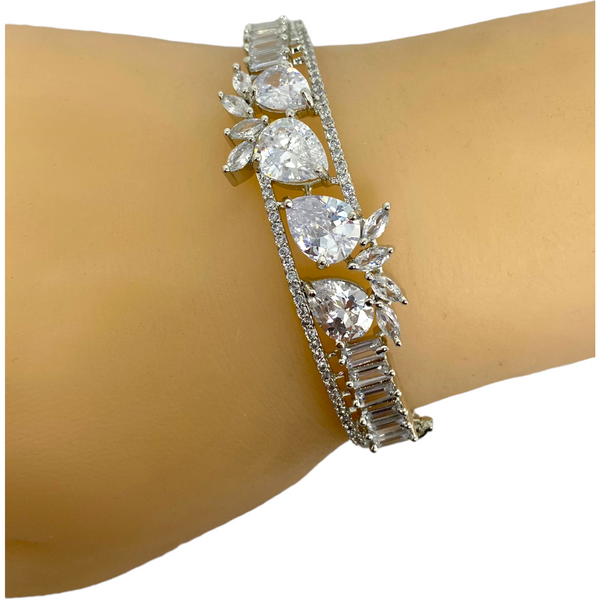 AD Openable Bracelets With American Diamond CZ & Baguette Stones #ADBR37