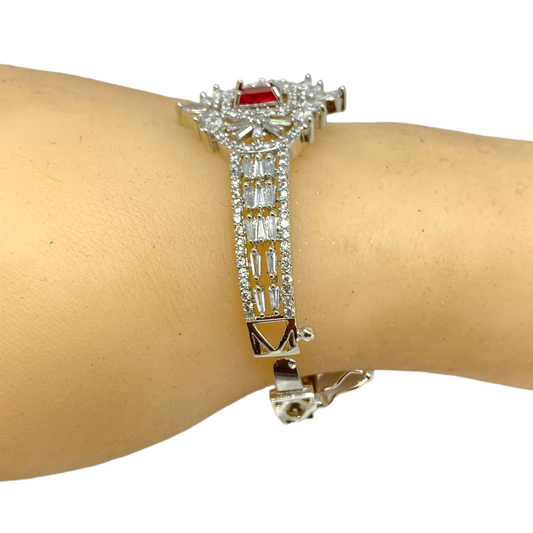 AD Openable Bracelets With American Diamond CZ & Baguette Stones #ADBR33