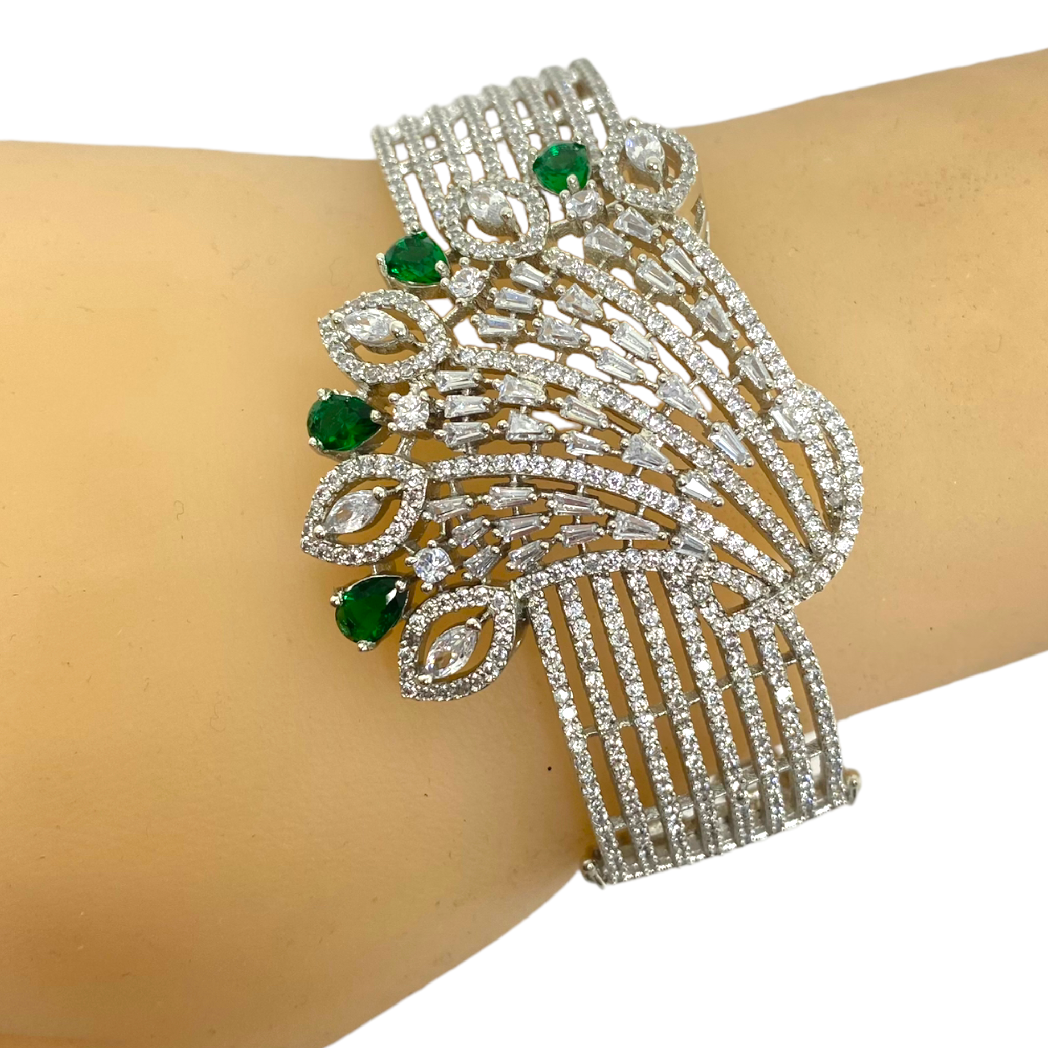 Buy SARAF RS JEWELLERY Beautiful Round Emerald Studded Bracelet Gold Plated  Green American Diamond Handcrafted For Women & Girls at Amazon.in