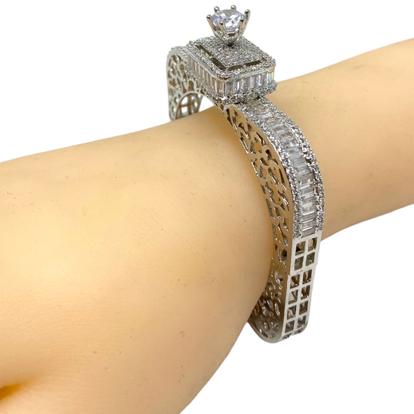 AD Openable Bracelets with American Diamond CZ & Baguette Stones #ADBR16