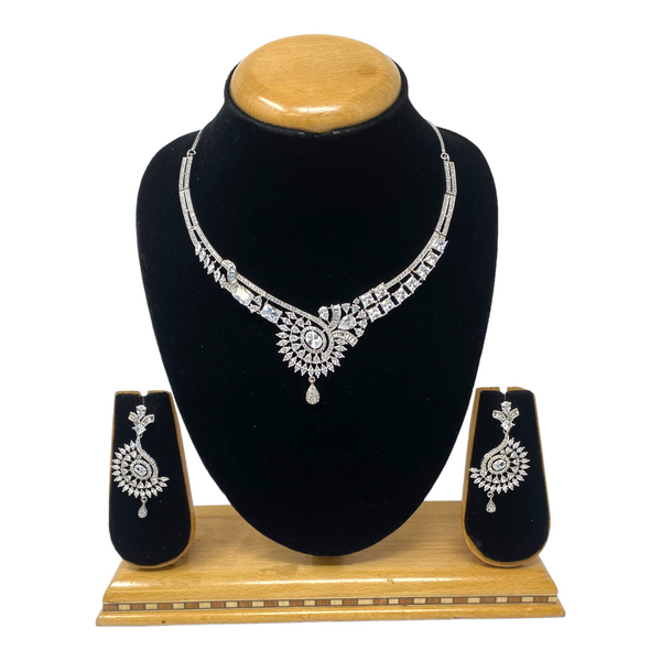 AD/CZ American Diamond Necklace & Earring Set ADS17