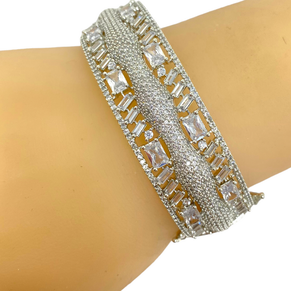AD Openable Bracelets with American Diamond CZ & Baguette Stones #ADBR11