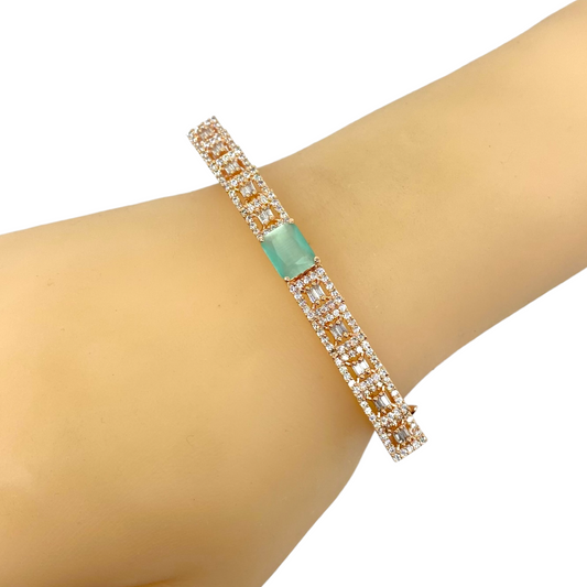 AD Rose Gold Polish Bracelets with American Diamond CZ Stones #ADBR6