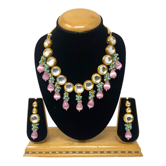 Big Kundan Set With Back Meenakari & Monalisa Stone Drops #KS11