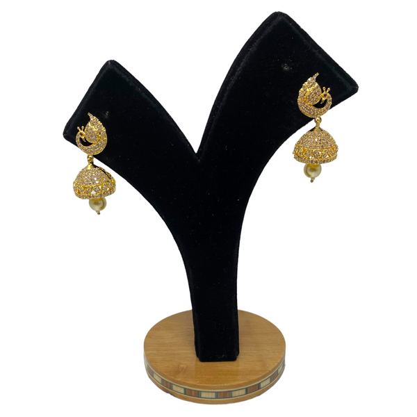AD Gold Plated Jhumka With American Diamond Stones #ADJ14