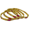 4pc Gold Plated With American Diamond CZ & Ruby Stones GD9