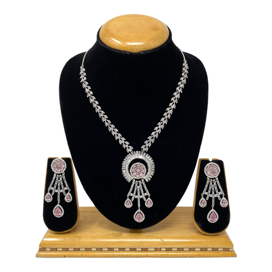 AD/CZ American Diamond Necklace & Earring Set ADS3