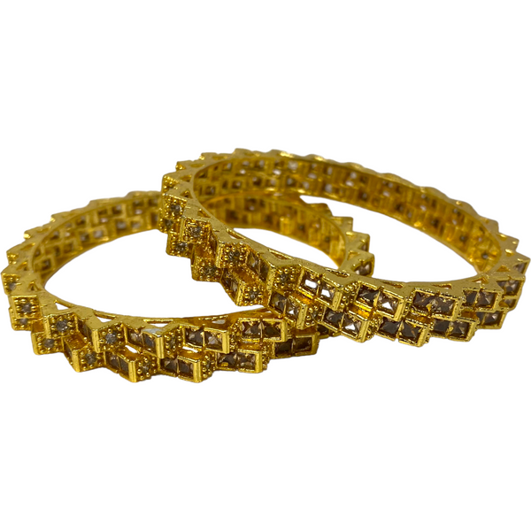 2pc Gold Plated with American Diamond CZ Stones Bangles GD11